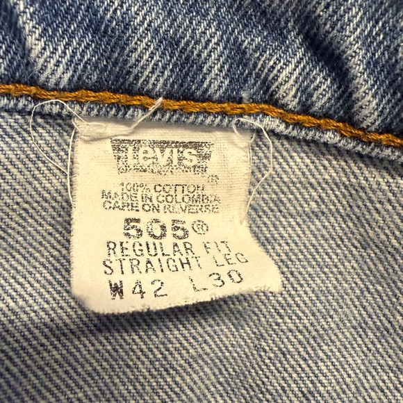 Levis 505 Regular Fit Straight Leg Mens‎ Jeans Size 42x30 Light Wash Denim - Picture 9 of 9